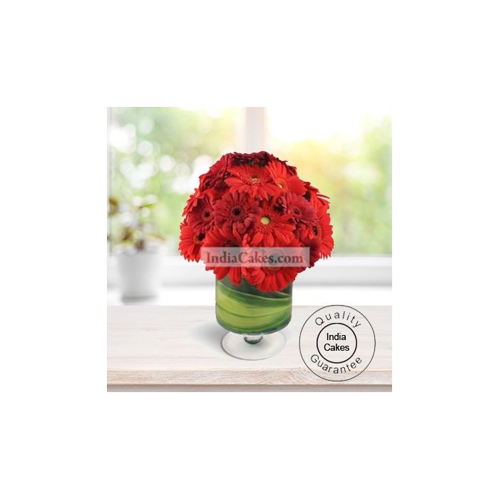 RED GERBERAS WITH VASE RED GERBERAS WITH VASE