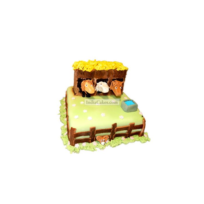 3 Kg Horse Stable Theme In Gumpaste Cake 3 Kg Horse Stable Theme In Gumpaste Cake