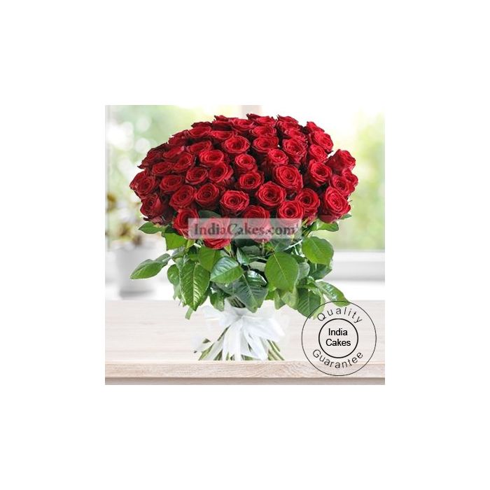 Hand Tied 50 Red Roses Bunch Hand Tied 50 Red Roses Bunch