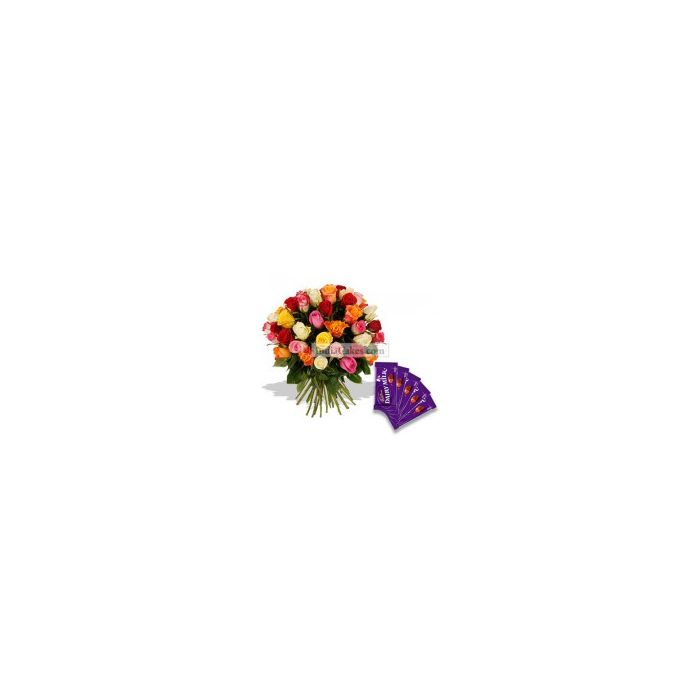 18 Mix Rose Bunch with Cadbury Chocolates 18 Mix Rose Bunch with Cadbury Chocolates