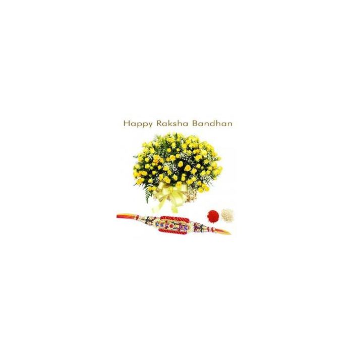 100 Yellow Roses With Rakhi 100 Yellow Roses With Rakhi