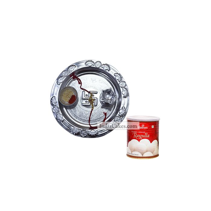 Silver Thali And Rasgulla Silver Thali And Rasgulla