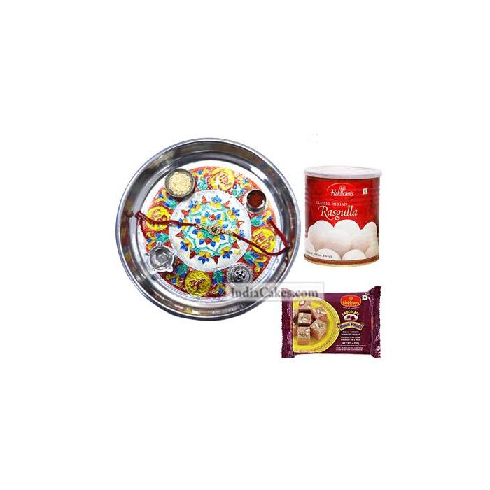 Silver Thali With Design And Rasgulla With Soanpapdi Silver Thali With Design And Rasgulla With Soanpapdi