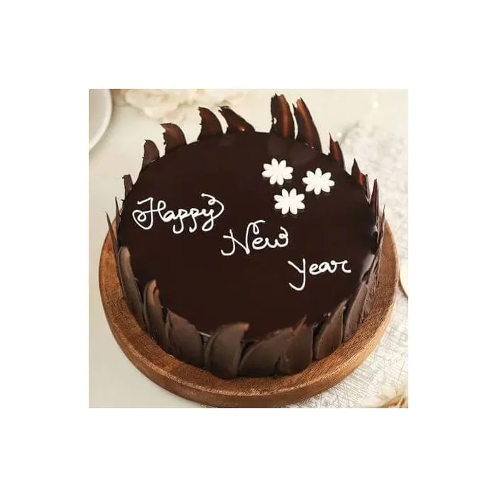 Eggless Round Delicious Chocolate New Year Cake
